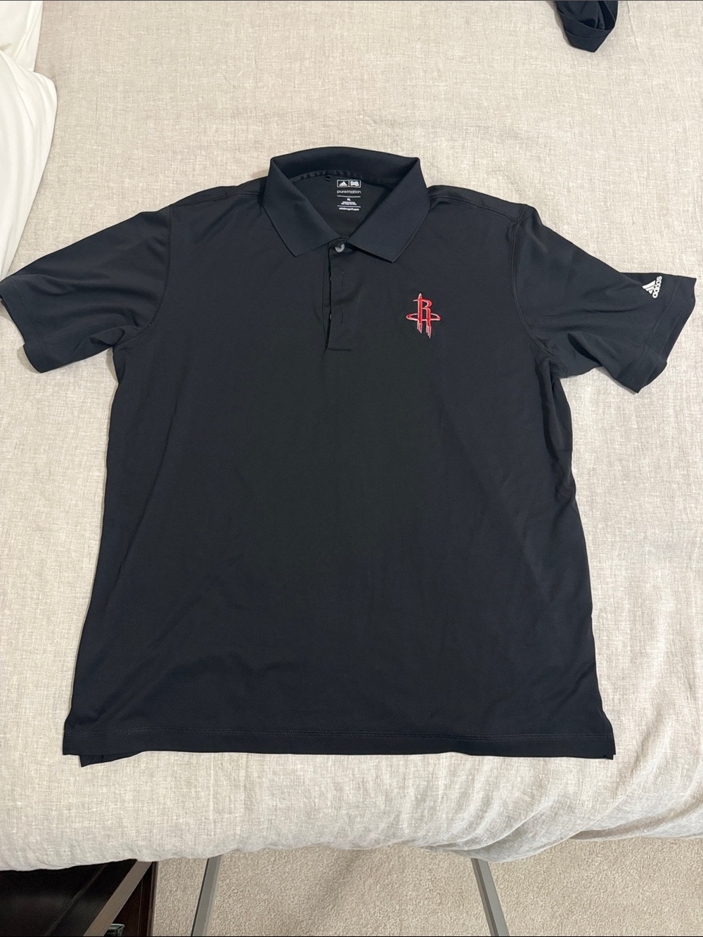 adidas Men’s Black Polo with Red Rockets Logo